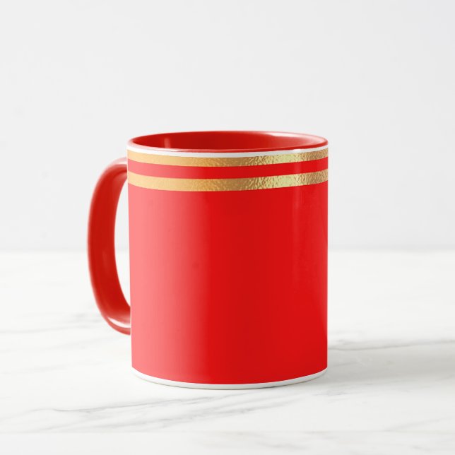 Red and Gold Rimmed  Mug (Front Left)