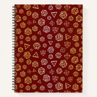 Red and gold roleplaying dice d20 gamer notebook