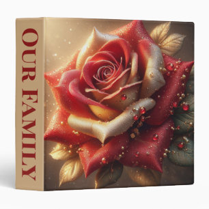 Red and Gold Rose with Dew Drops Binder