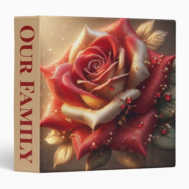 Red and Gold Rose with Dew Drops Binder (Front/Spine)