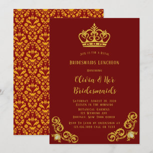 Red and Gold Royal Bridesmaids Luncheon Invitation