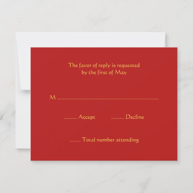 Red and Gold RSVP Response Cards (Front)