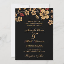 Red and Gold Sakura Cherry Blossom Wedding