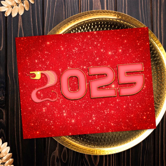 Red and Gold Snake 2025 Chinese New Year Holiday Postcard (Creator Uploaded)