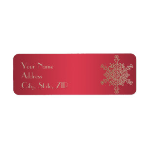 Red and Gold Snowflake Return Address