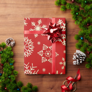 Red and Gold Snowflakes Christmas Wrapping Paper