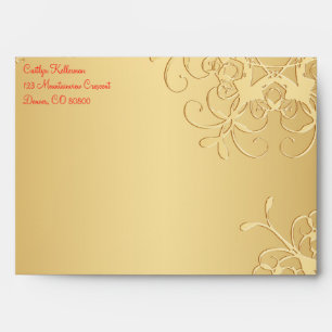Red and Gold Snowflakes Envelope for 5"x7" Sizes
