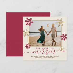 Red and Gold Snowflakes Photo Christmas Pregnancy Announcement