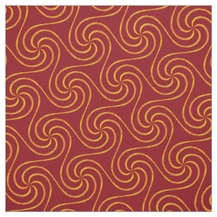 Red and Gold Spirals Christmas Pattern Elegant Fabric