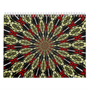 Red and Gold Stained Glass Window Kaleidoscope Calendar