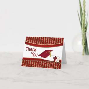 Red and Gold Stripe Graduation Thank You Card