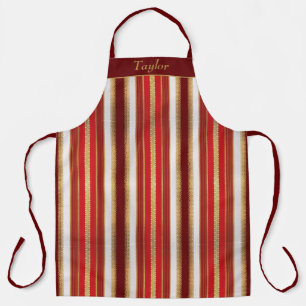 Red and Gold Stripe Personalized Apron