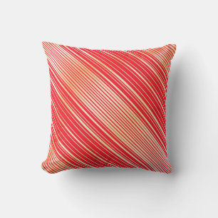 Red and Gold Striped Throw Pillow