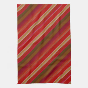 Red and Gold Stripes Kitchen Towel