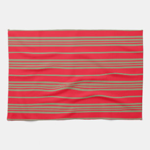 Red and Gold Stripes Kitchen Towel
