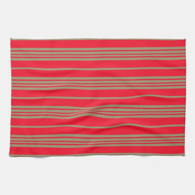 Red and Gold Stripes Kitchen Towel (Horizontal)