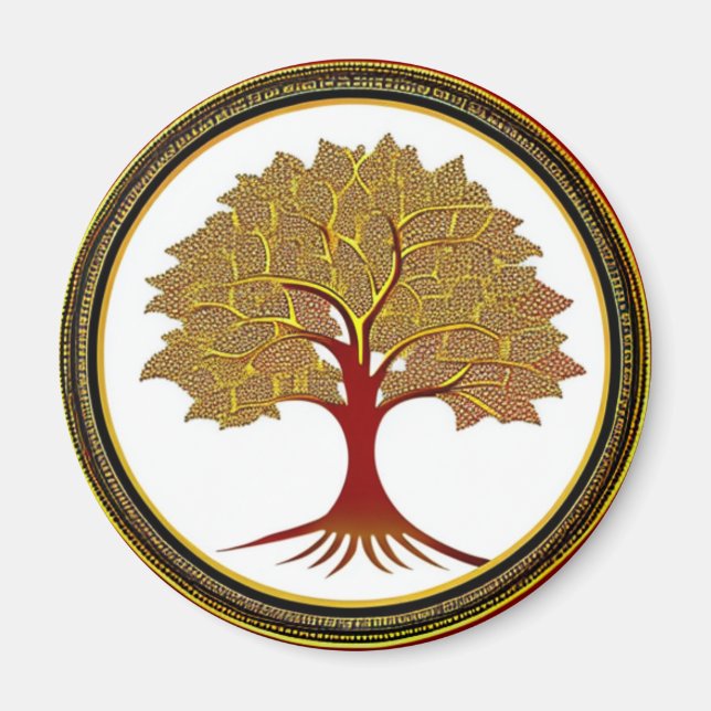 Red and Gold Tree of Life Magnet (Front)