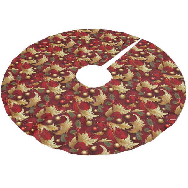 Red and Gold Tree Skirt (Angled)