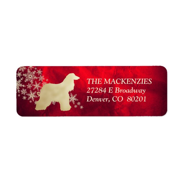 Red and Gold Winter Afghan Hound Adresse de retour (Devant)