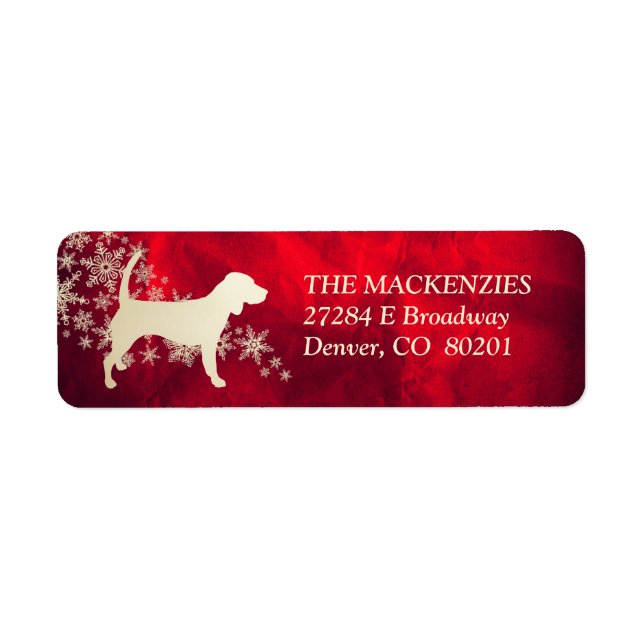 Red and Gold Winter Beagle Return Address (Front)