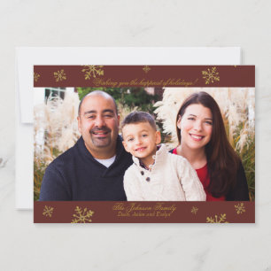 Red and Gold Winter Photo Holiday Card
