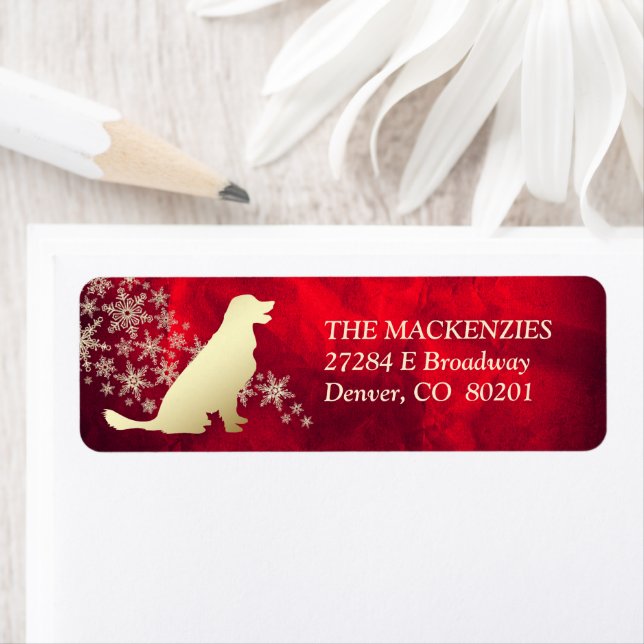Red and Gold Winter Retriever Return Address (Insitu)