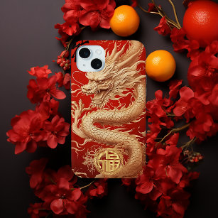 Red and Gold Year of the Dragon Power Emblem  iPhone 15 Mini Case