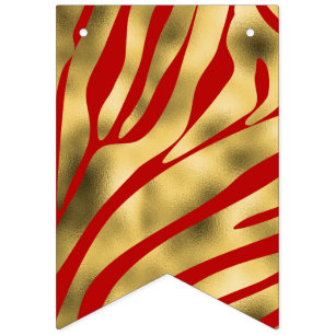 Red and Gold Zebra Bunting Flags