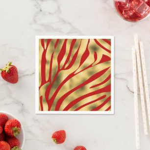Red and Gold Zebra Festive Napkin