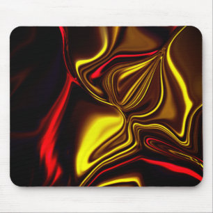 Red and golden curved strokes on dark background mouse pad