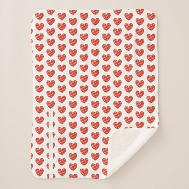 Red and Golden effect Elegant Heart  Sherpa Blanket (Front)