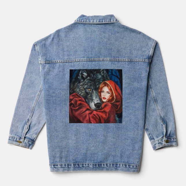 Red and Gray: An Unexpected Connection Denim Jacket (Back)