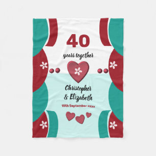 Red and green 40 years Ruby Anniversary Fleece Blanket