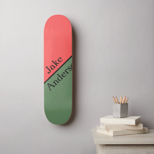 Red and Green 45 Degrees Minimalist Skateboard (Wall Art)