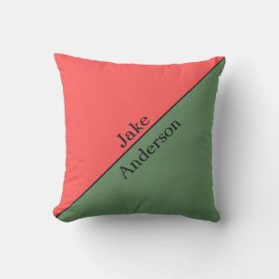 Red and Green 45 Degrees Minimalist Throw Pillow