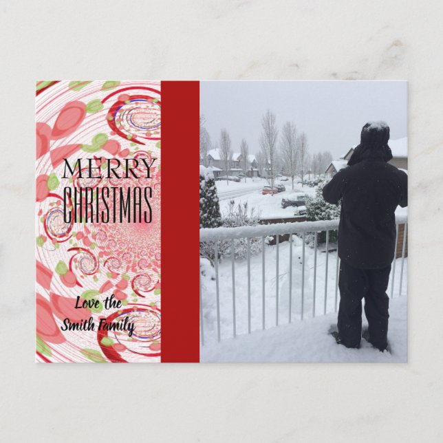 Red and Green Abstract  Photo Card (Front)