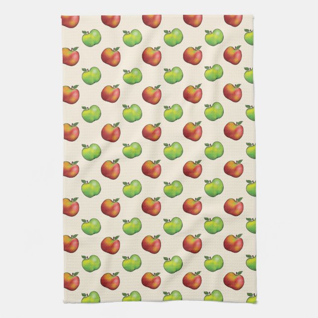Red And Green Apple Fruits Pattern Kitchen Towel (Vertical)
