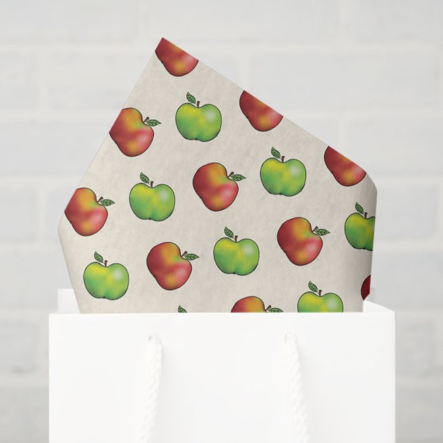 Red And Green Apple Fruits Pattern Tissue Paper (Gift Bag)