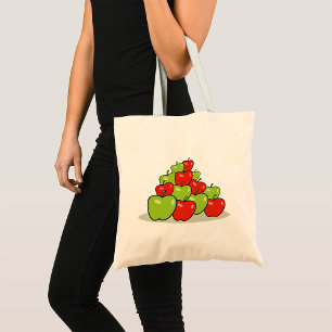 Red and Green Apple Pile Fresh Fruit Tote Bag