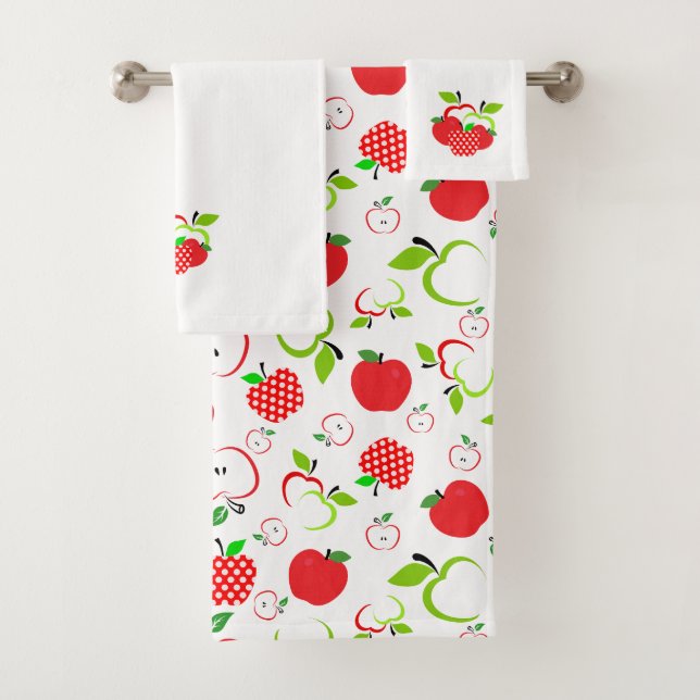 Red and Green Apples Bath Towel Set (Insitu)