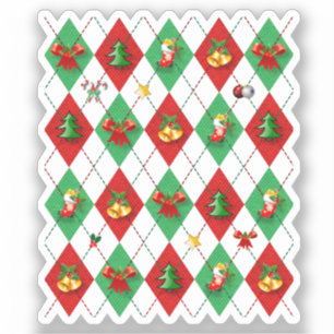 Red and Green Argyle Pattern Christmas