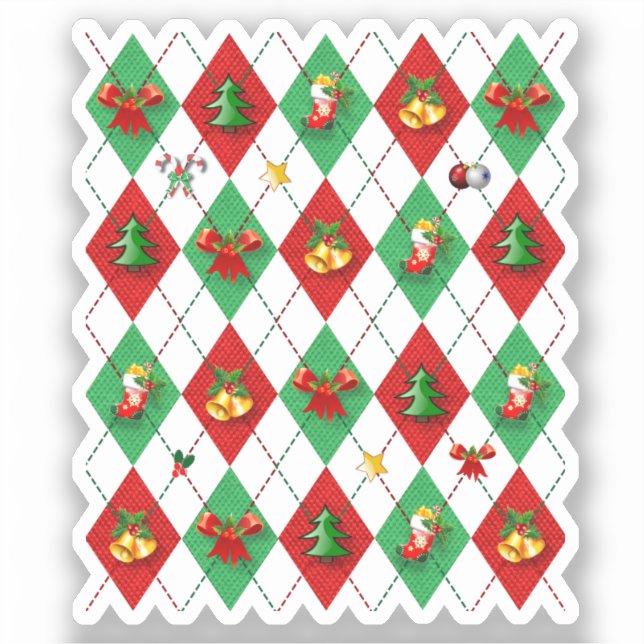 Red and Green Argyle Pattern Christmas (Front)
