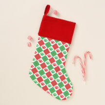 Red and Green Argyle Paw Print