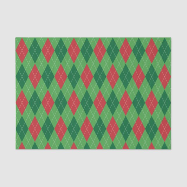 Red and Green Argyle Tissue Paper (Front)
