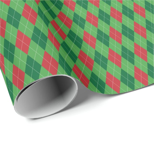Red and Green Argyle Wrapping Paper (Roll Corner)