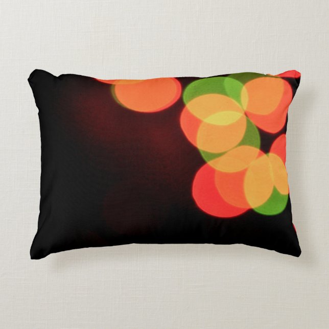 Red and green bokeh lights accent pillow (Front)