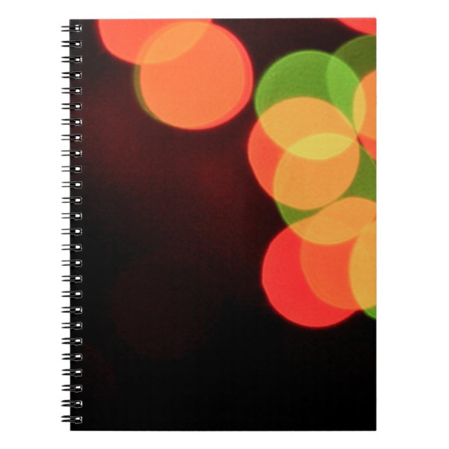 Red and green bokeh lights notebook (Front)