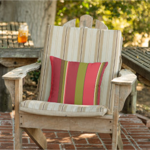 Red and Green Bold Stripe Abstract Outdoor Pillow