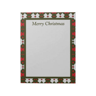 Red and Green Border Merry Christmas Large Notepad
