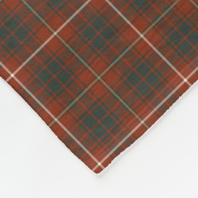 Red and Green Bruce Clan Tartan Fleece Blanket (Corner)